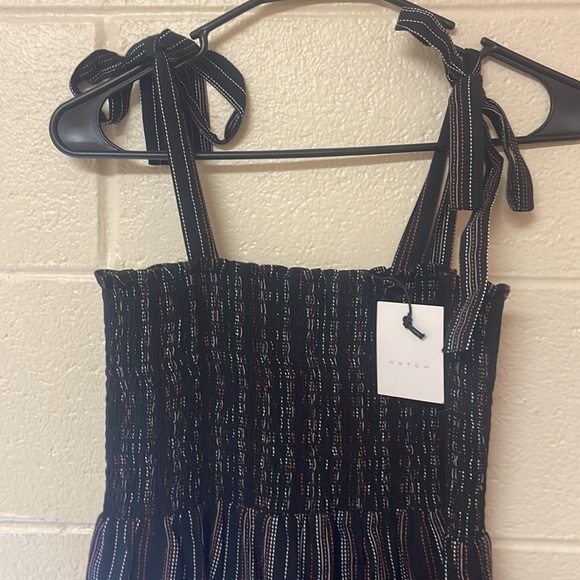 NWT HATCH Jojo Smocked Jumpsuit Striped Bow - Picture 9 of 13